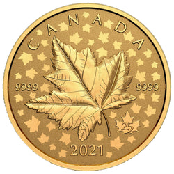 Canada 2021 $200 Piedfort Maple Leaf Celebration .9999 Pure Gold Coin