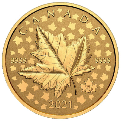 Canada 2021 $200 Piedfort Maple Leaf Celebration .9999 Pure Gold Coin