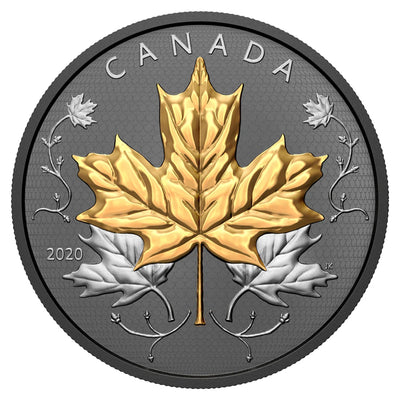 Canada 2020 $50 Maple Leaves In Motion .9999 Fine Silver Coin