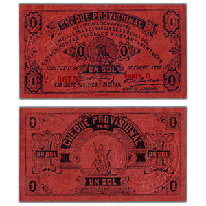 Peru Iquitos Revolution 1921 1 Sol Note P #S604 - AU/UNC