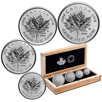 Canada 2018 4-Coin 30th Anniversary of the Platinum Maple Leaf .9999 Platinum Set
