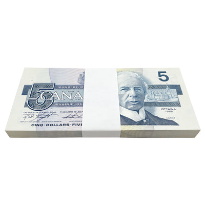 SOLD $5 1986 Bank of Canada Notes ANN Prefix - Bundle of 100 Consecutive