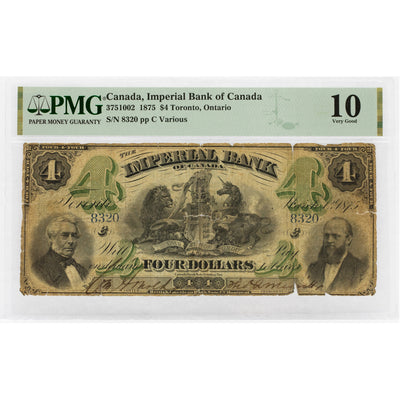 SOLD $4 1875 Imperial Bank of Canada Chartered Note #375-10-02 - PMG VG-10