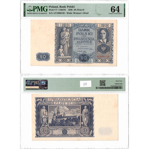 SOLD Poland 1936 10 Ten Złotych Note P #77 - PMG Ch UNC-64