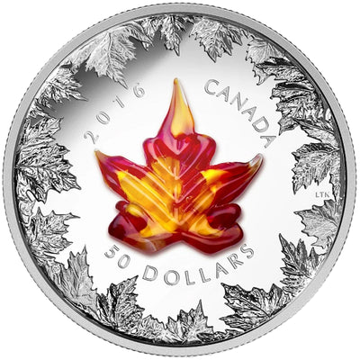 Canada 2016 $50 Murano Maple Leaf: Autumn Radiance .9999 Silver Coin