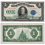 $1 1923 Dominion of Canada Note Blue Seal Series A DC-25h - VF/EF