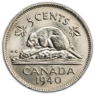 Canada 1940 5 Cents Nickel Coin - Uncirculated