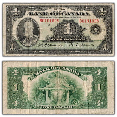 $1 1935 Bank of Canada Note English Text Series B BC-1 - F/VF