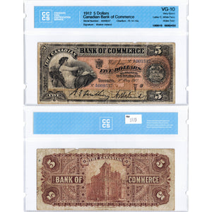SOLD $5 1912 Canadian Bank of Commerce Chartered Note #75-14-14a - CCCS VG-10 (issues)