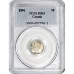 Canada 1896 5 Cents Silver Coin - PCGS MS-63