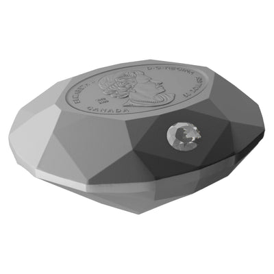 Canada 2023 $50 Forevermark Black Label Oval Diamond-Shaped .9999 Fine Silver Coin