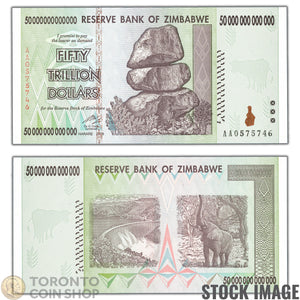 Zimbabwe 2008 50 Trillion Dollars Note P #90 - Uncirculated From Bundle