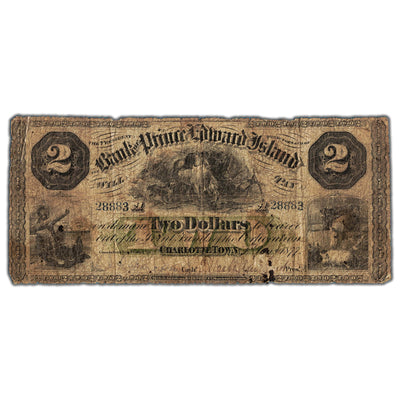 SOLD $2 1877 Bank of Prince Edward Island Canada Chartered Note #600-12-08 - Issues