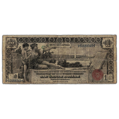 United States 1896 $1 "Educational" Silver Certificate Note - Circulated