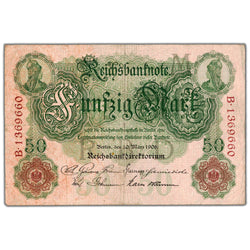 Germany 1906 50 Mark Note P #26b - Fine+
