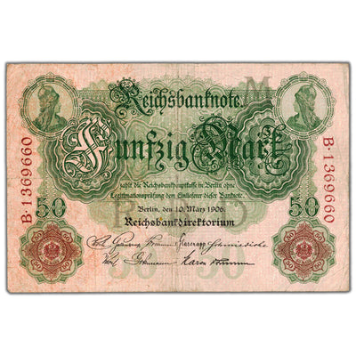 SOLD Germany 1906 50 Mark Note P #26b - Fine+