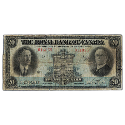 SOLD $20 1927 Royal Bank of Canada Chartered Note #630-14-10 - Neil Signature Left