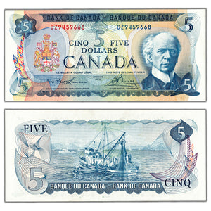 SOLD $5 1972 Bank of Canada Note Lawson-bouey CZ Prefix BC-48b - Choice UNC