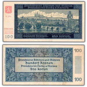 SOLD Bohemia & Moravia 1940 100 Korun Note P #7a