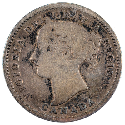 Canada 1893 FT3 Obverse 6 10 Cents Dime Silver Coin - ICCS F-12