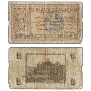 SOLD Scotland 1940 1 One Pound Note SC #103b - Low Grade Circ.