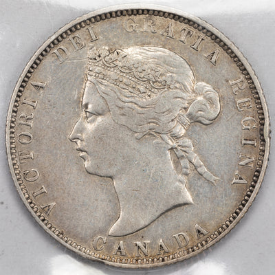 SOLD Canada 1885 Curved Top 5 25 Cents Quarter Silver Coin - ICCS VF-30