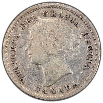 Canada 1885 Obverse #4 10 Cents Dime Silver Coin - ICCS F-15