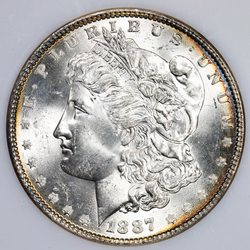 United States 1887 $1 Morgan Silver Dollar Coin - NGC MG-64