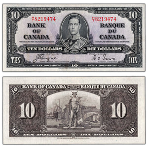SOLD $10 1937 Bank of Canada Note Coyne-Towers H/T Prefix BC-24c - EF