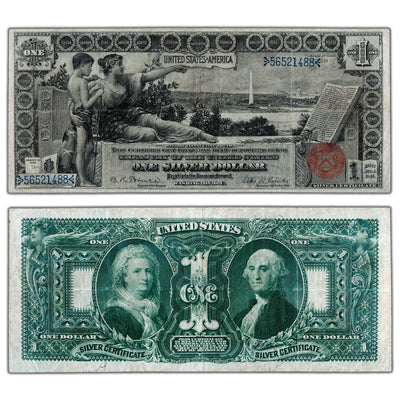 SOLD United States 1896 $1 "Educational" Silver Certificate Note - VF+ (cleaned)