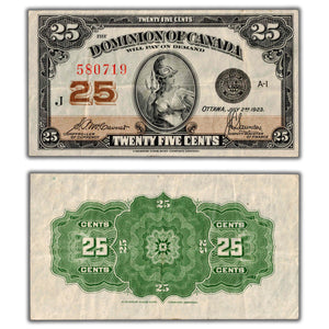 SOLD 25 Cents 1923 Dominion of Canada Shinplaster Note DC-24c - VF
