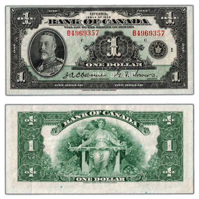 SOLD $1 1935 Bank of Canada Note English Text Letter 'B' BC-1 - VF/EF