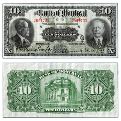SOLD $10 1923 Bank of Montreal Canada Chartered Note #505-56-04 - VF