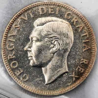 Canada 1948 25 Cents Quarter Silver Coin - ICCS MS-62