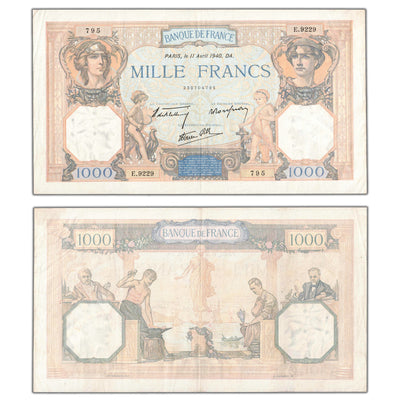 France 1940 1000 Thousand Francs Note P #90c - About EF