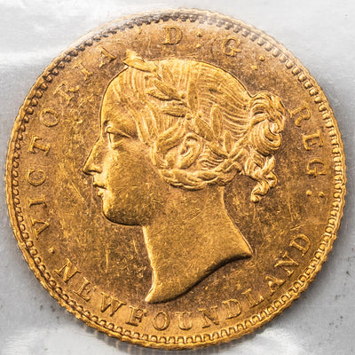 SOLD Newfoundland 1881 $2 Two Dollars Gold Coin - ICCS AU-55