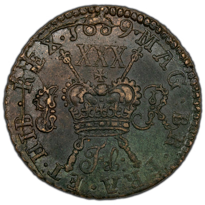 Ireland 1689 February Gun Money Half Crown Coin S-6579k - High Grade
