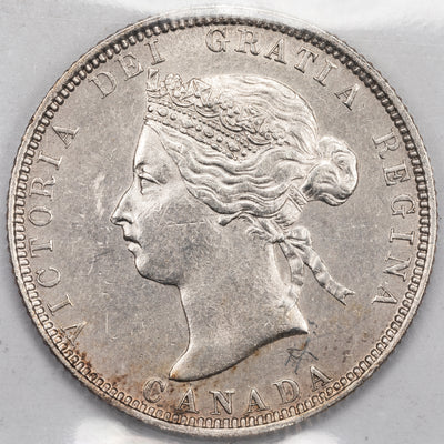 SOLD Canada 1883-H 25 Cents Quarter Silver Coin - ICCS AU-50