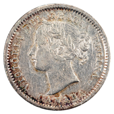 Canada 1872-H 10 Cents Dime Silver Coin - ICCS VF-30