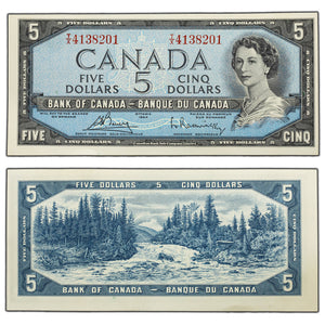 SOLD $5 1954 Bank of Canada Note Bouey-Rasminsky T/X Prefix BC-39c - AU+