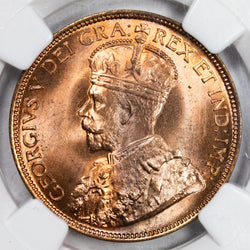 Canada 1916 1 Large Cent Coin - NGC MS-65 Red