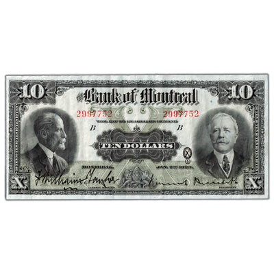 SOLD $10 1923 Bank of Montreal Canada Chartered Note #505-56-04 - VF
