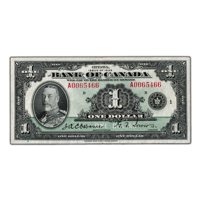 $1 1935 Bank of Canada Note English Text Letter 'A' BC-1 - VF/EF