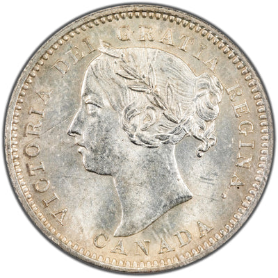 Canada 1892 Small 9 Obverse #5 10 Cents Dime Silver Coin - ICCS MS-65