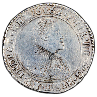 SOLD Spanish Netherlands 1662 Brussels Ducaton Silver Coin Dv. #4454 - Cleaned