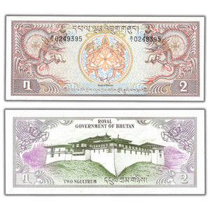 SOLD Bhutan ND (1981) 2 Ngultrum Note P #6 - Choice UNC