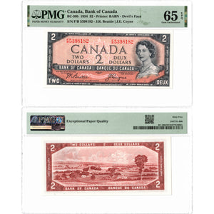 SOLD $2 1954 Bank of Canada Note Devil Face F/B Prefix BC-30b - PMG Gem UNC-65 EPQ
