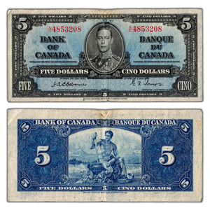 SOLD $5 1937 Bank of Canada Note Osborne Signature A/C Prefix BC-23a