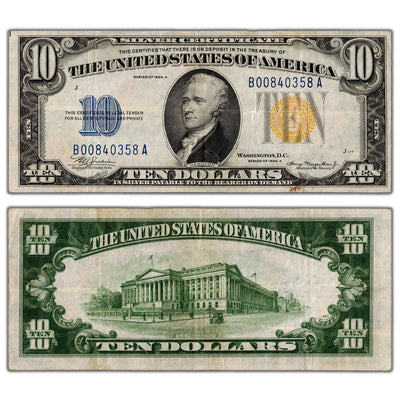 SOLD United States 1934 North Africa $10 Ten Dollars Silver Certificate Note - VF/EF