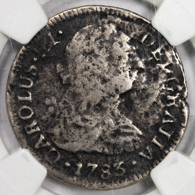 Mexico Shipwreck 1783 Mo FF 2 Reales Silver Coin - NGC Genuine - El Cazador